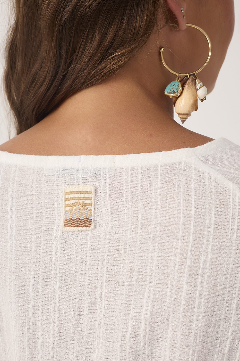 Off-White V Neck Front Ties Puff Sleeve Blouse_6