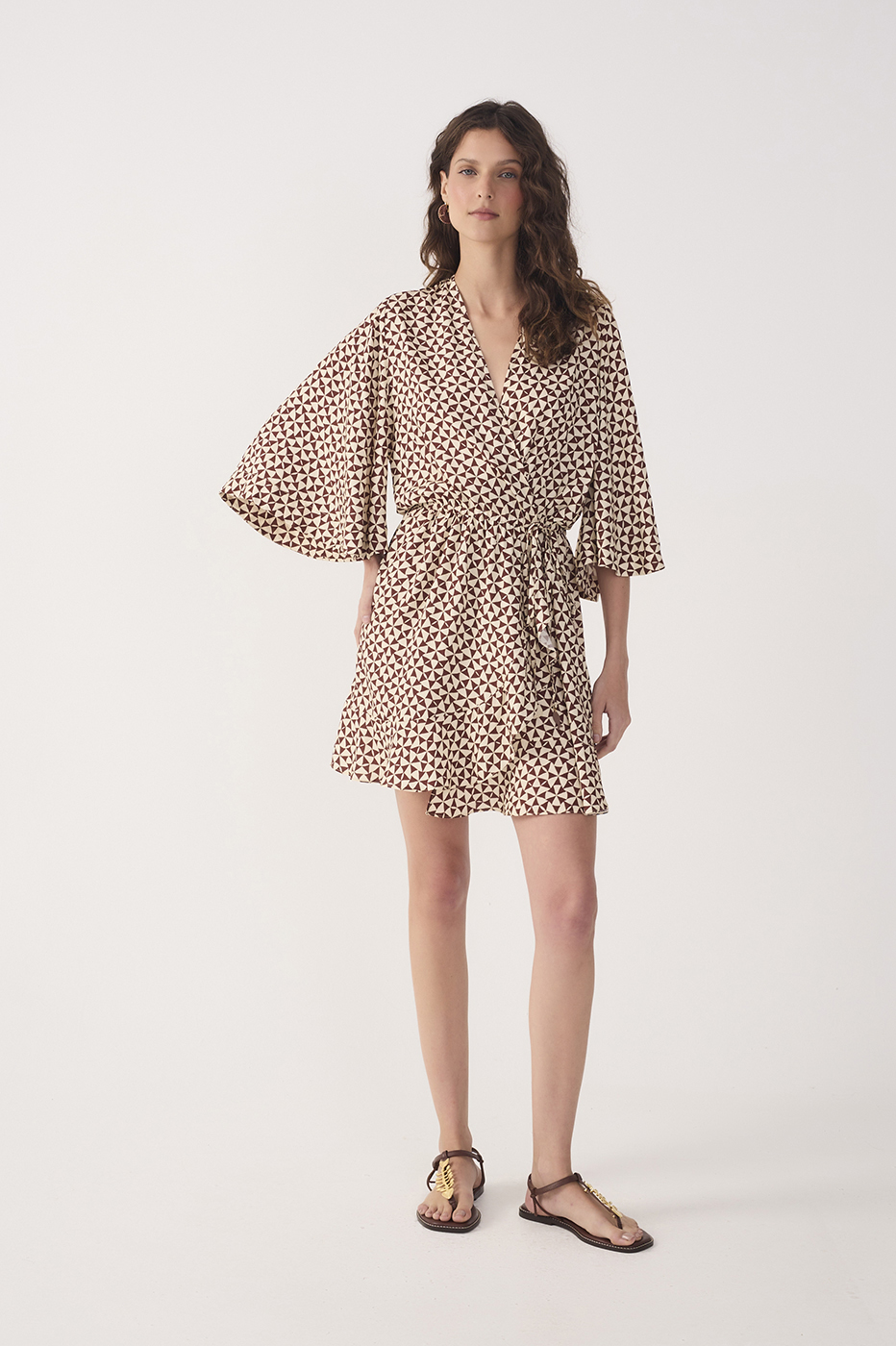 Beige Solar Drawstring Mini Dress_2