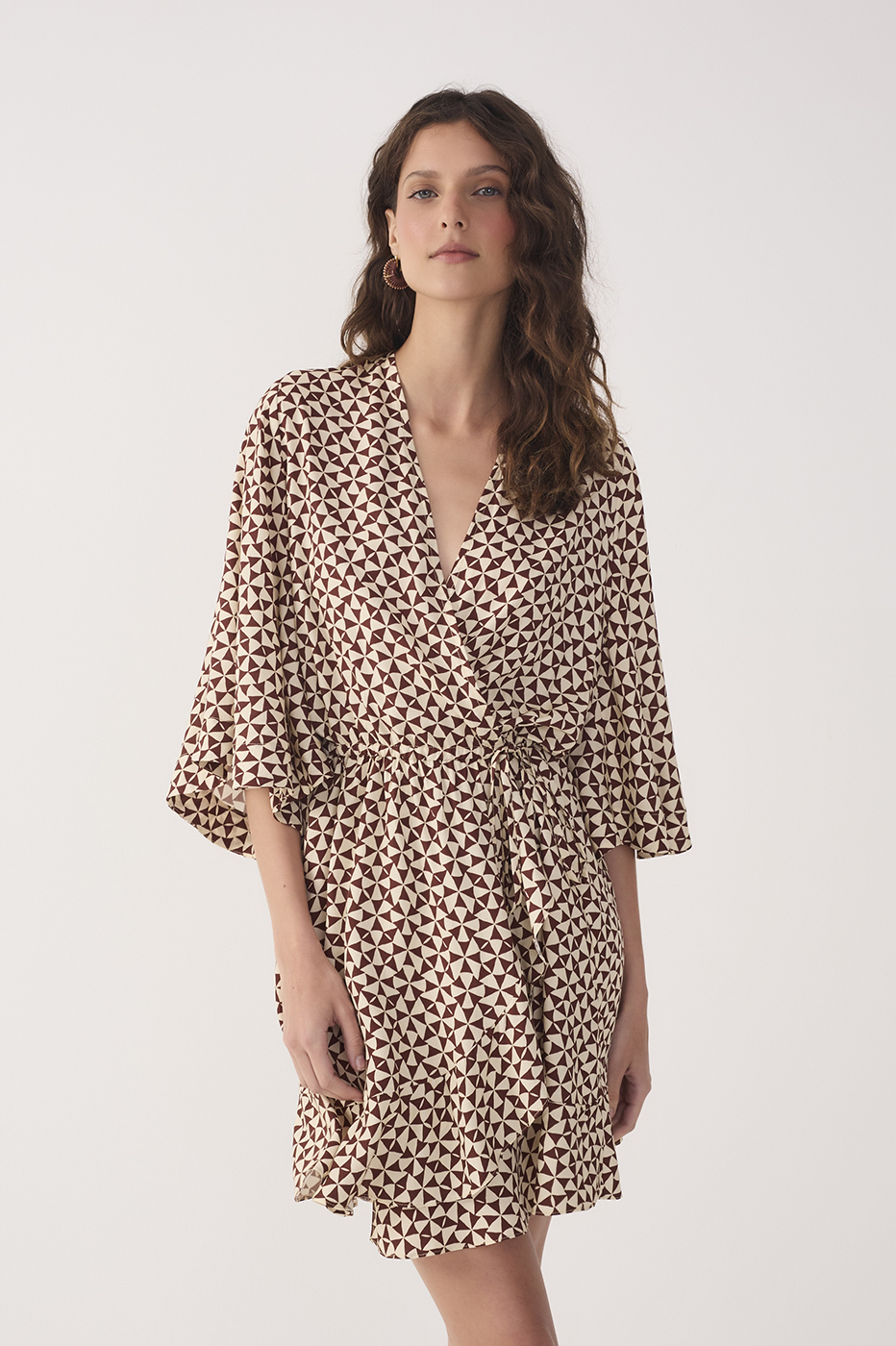 Beige Solar Drawstring Mini Dress_4