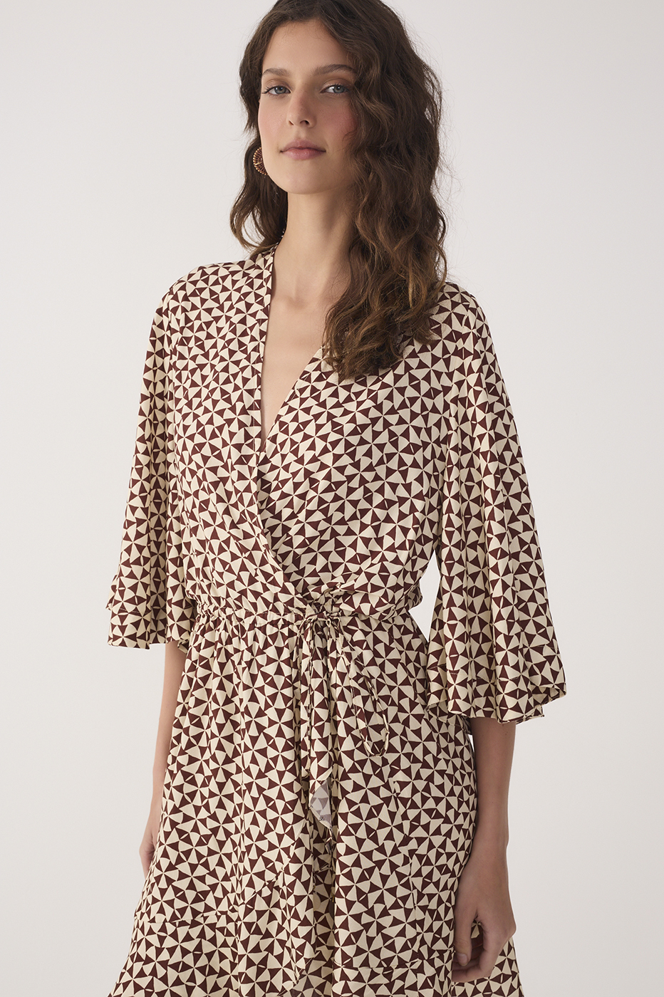 Beige Solar Drawstring Mini Dress_5