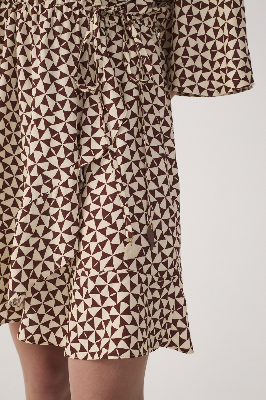 Beige Solar Drawstring Mini Dress_6