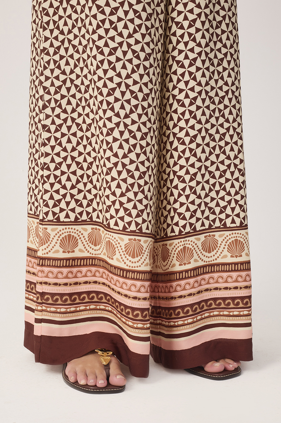 Beige Solstício Wide-Leg Pants with Scarf_5