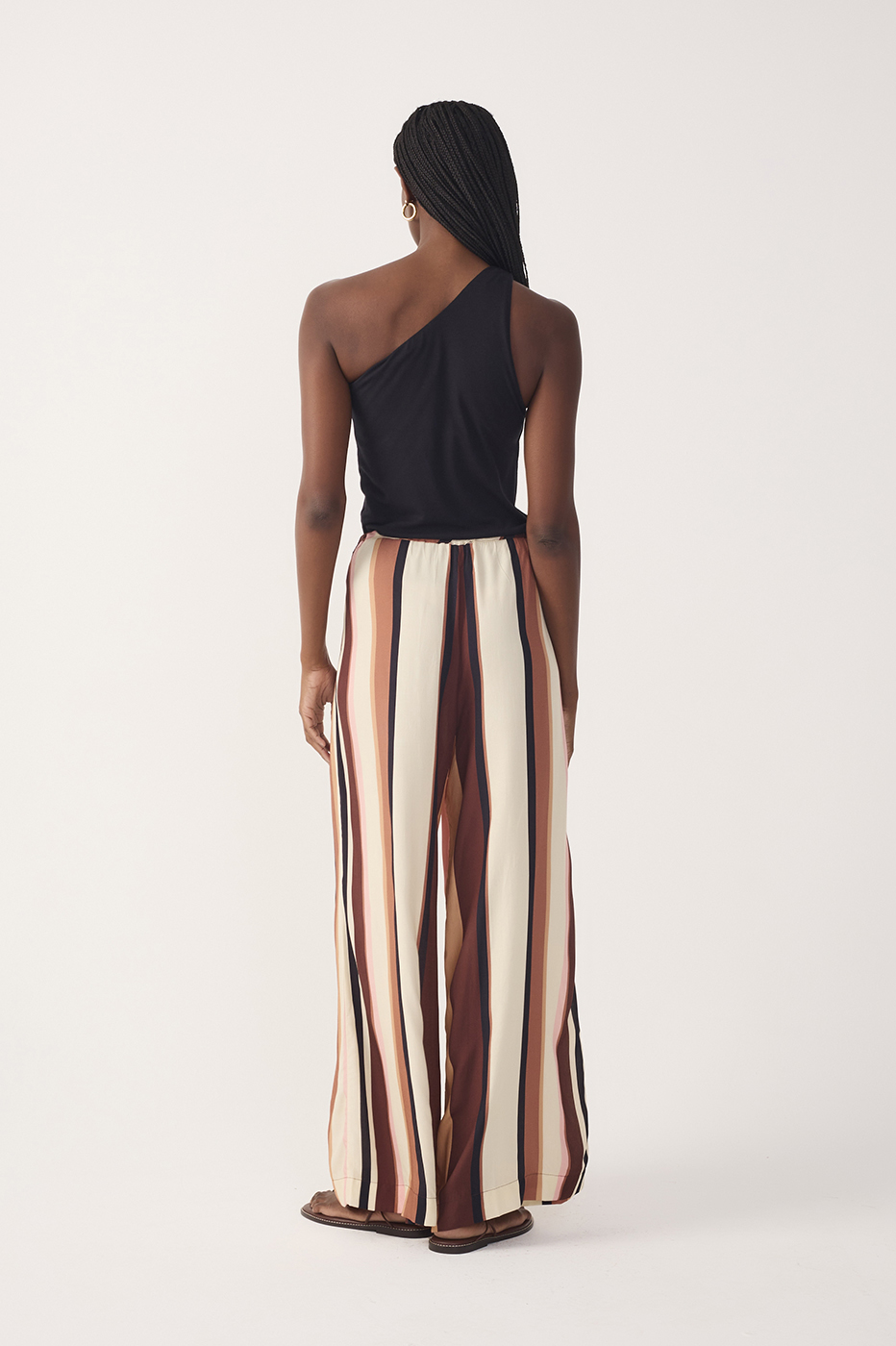 Multicolor Dunas Stripes Drawstring Flared Pants_7