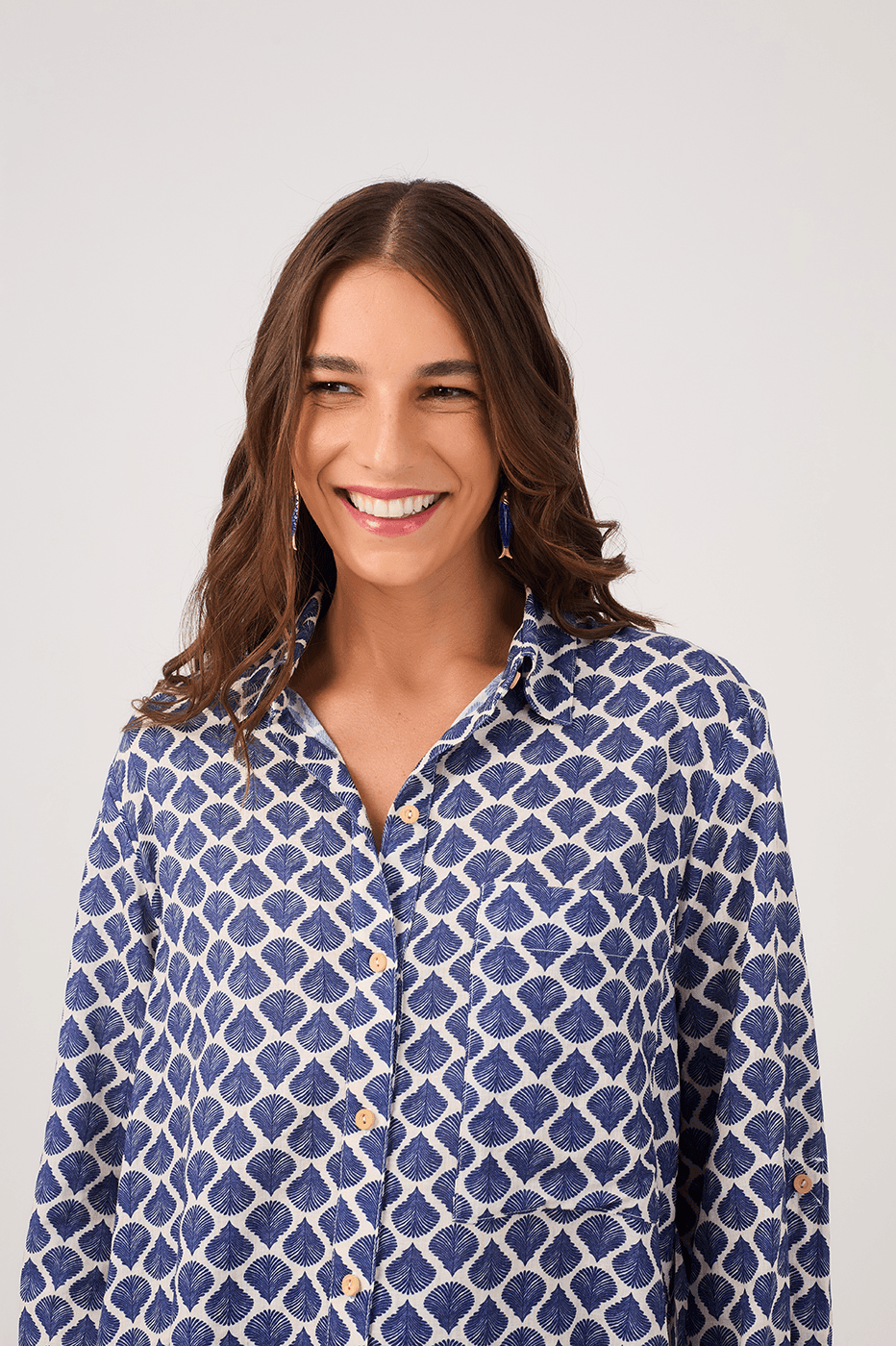 Oversized Shirt with Seashell Print