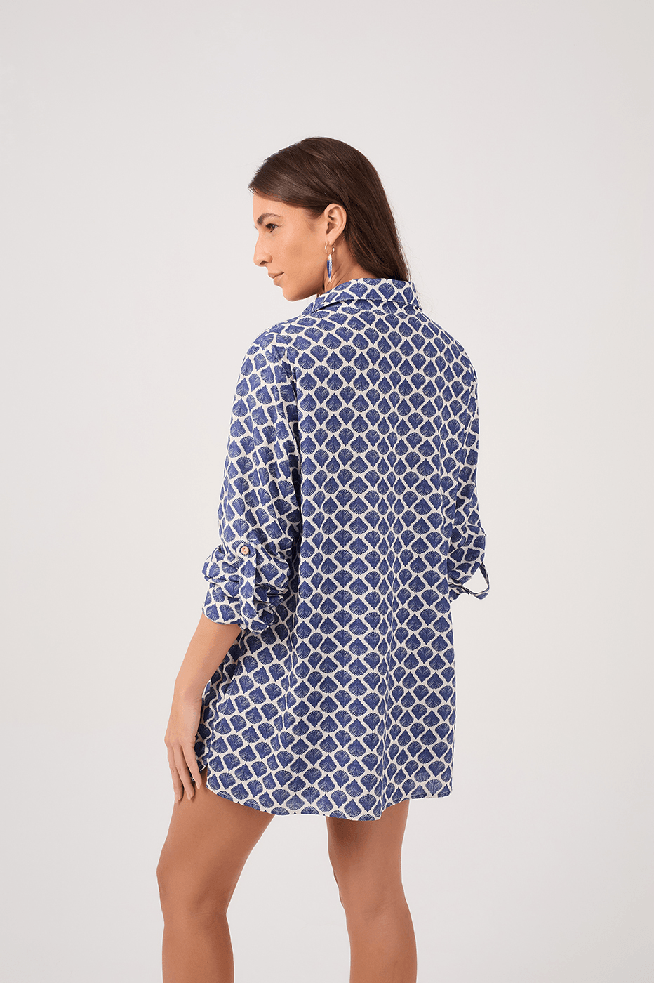 Oversized Shirt with Seashell Print