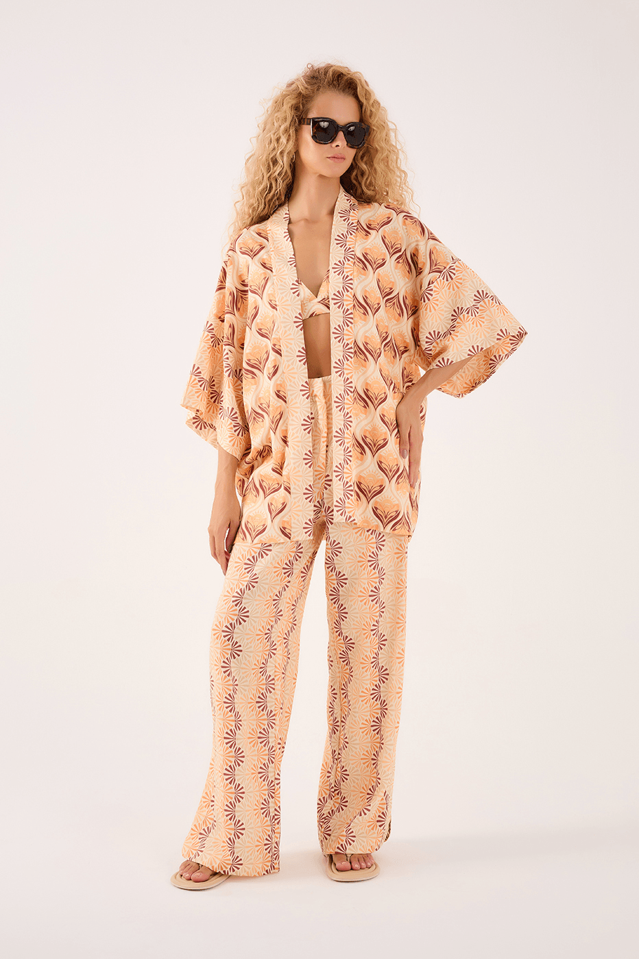 Linen Luz Mix Print Top Kimono_1