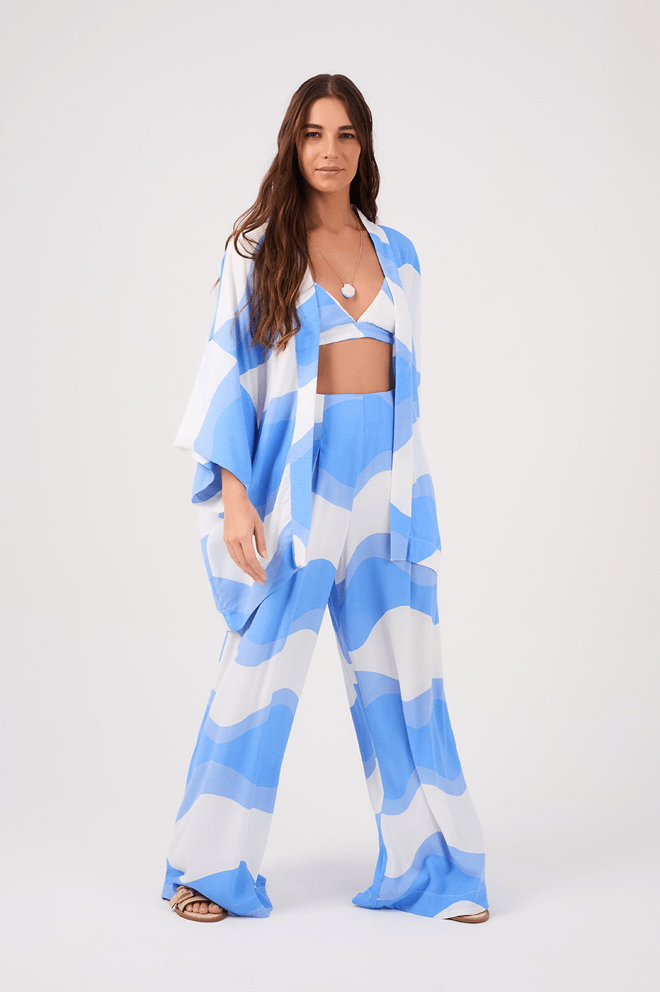 Fluir Print Crepe Kimono with Top_2