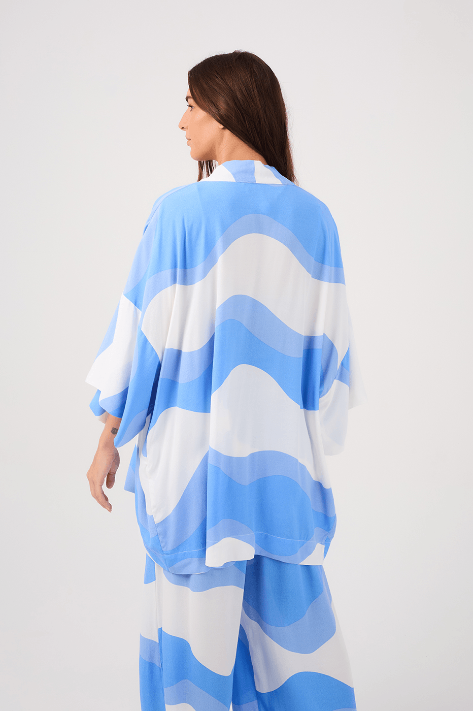 Fluir Print Crepe Kimono with Top_7