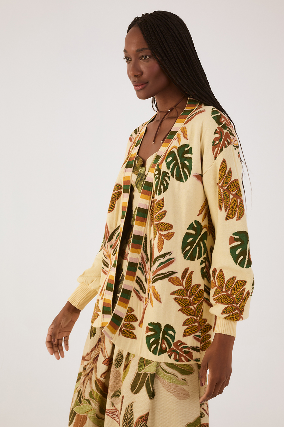 Tropikat Print Jacquard Jnit Cardigan