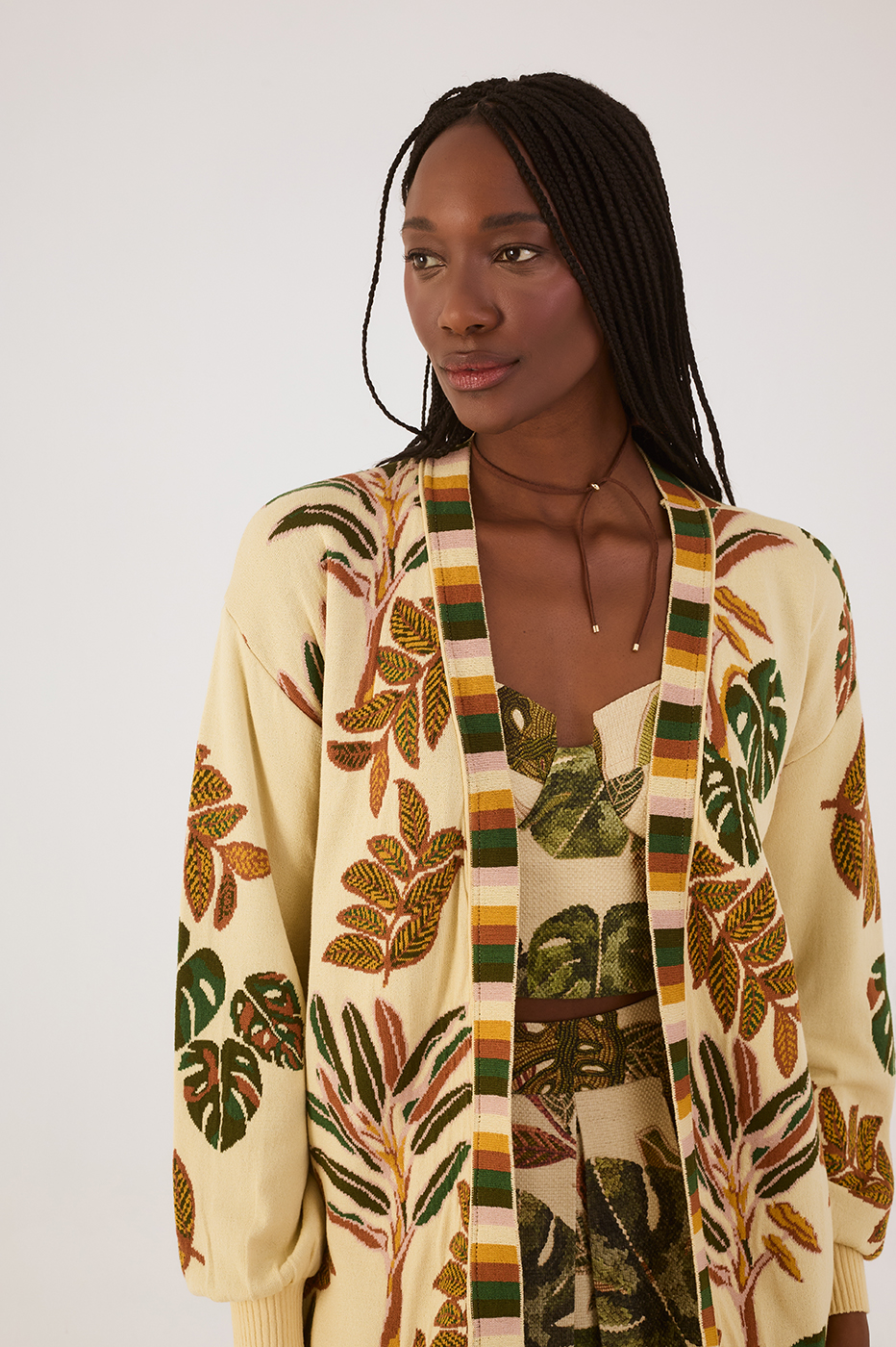 Tropikat Print Jacquard Jnit Cardigan