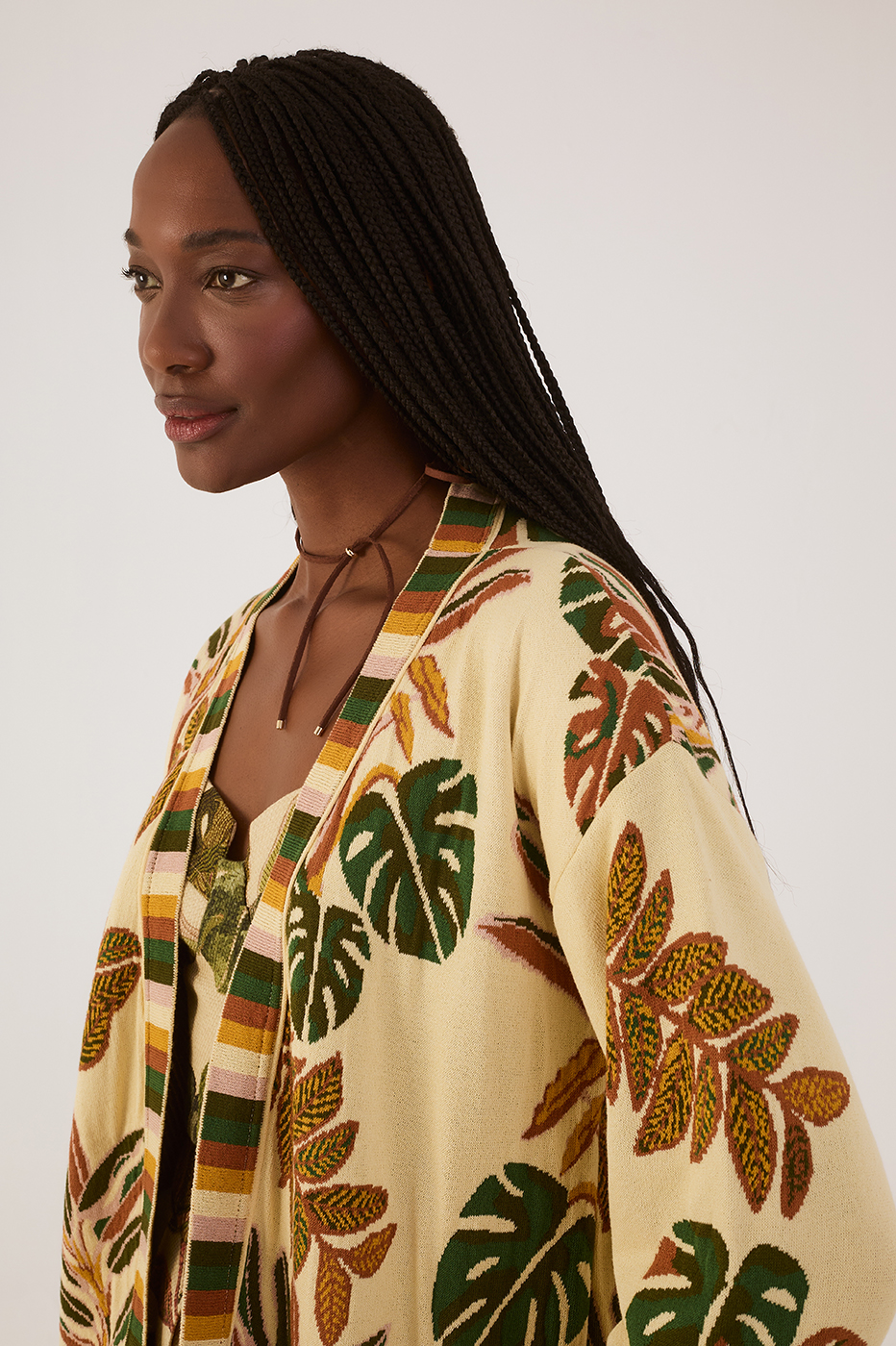 Tropikat Print Jacquard Jnit Cardigan