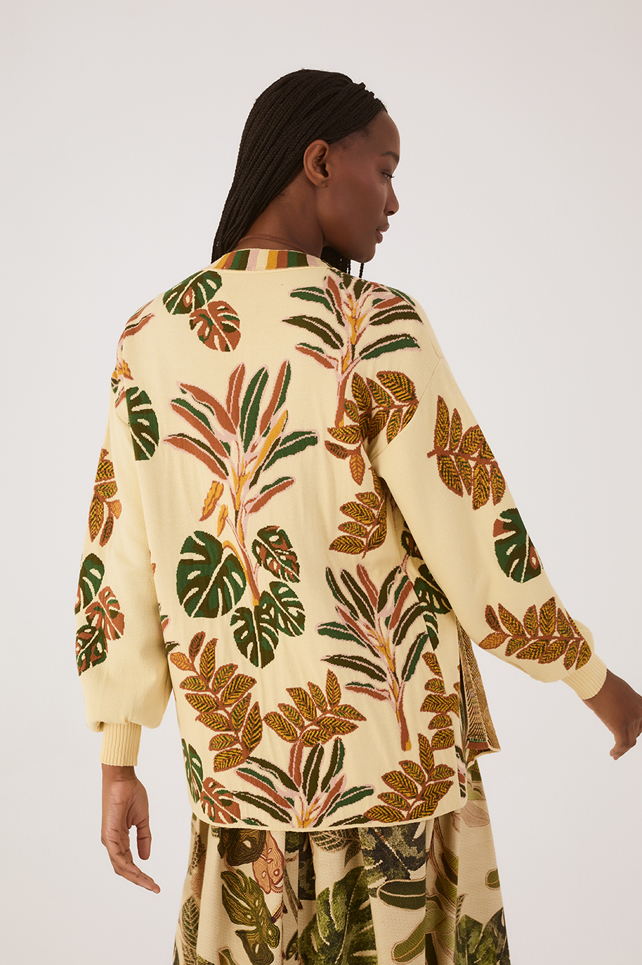 Tropikat Print Jacquard Jnit Cardigan
